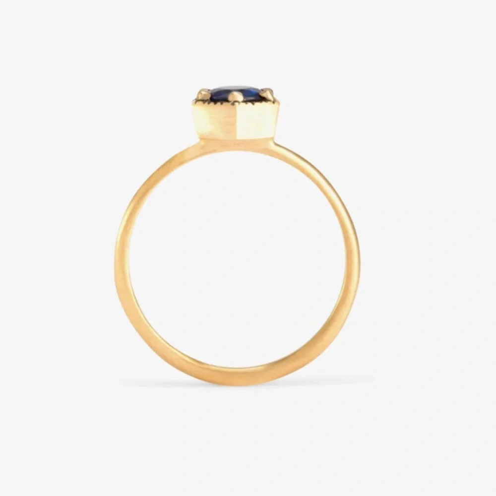 Satomi Kawakita Sapphire Hexagon Solitaire Ring - Picture 3 of 9